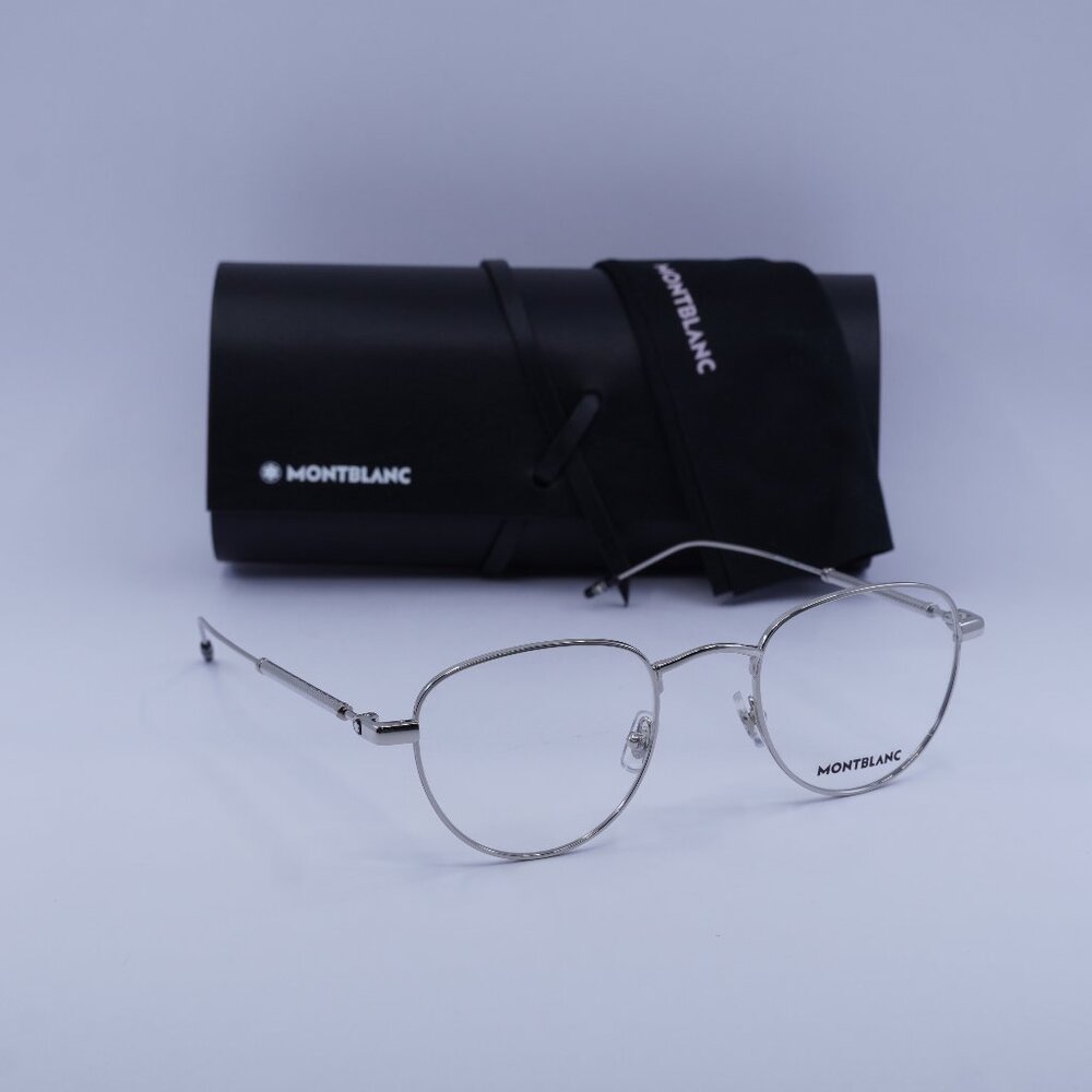 Montblanc MB0111O 001 Geometric Eyeglasses 49mm – Silver